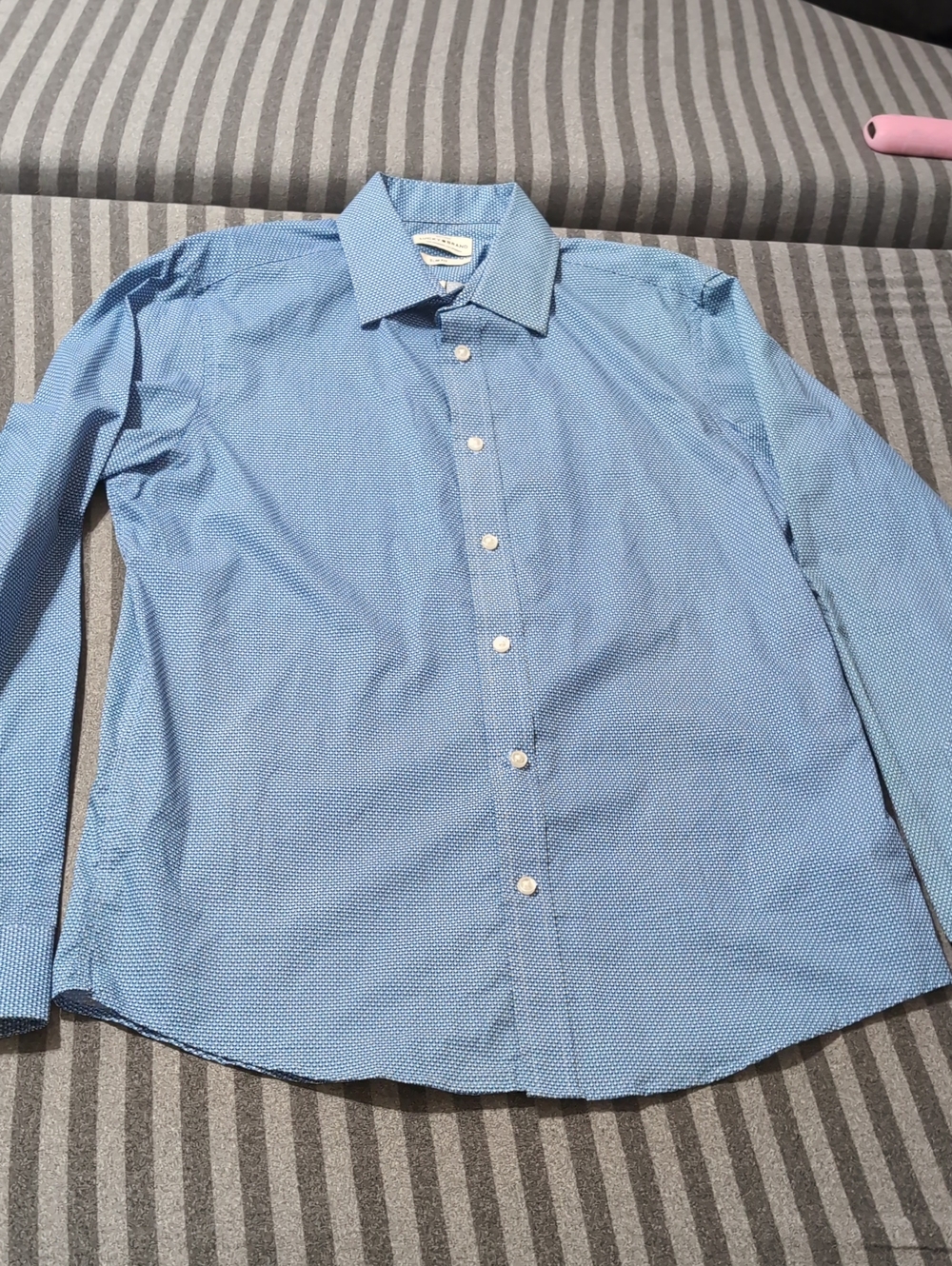 Men's Lucky Brand Blue Patterned Button-Down Shirt Medium 15/15½ 34/35